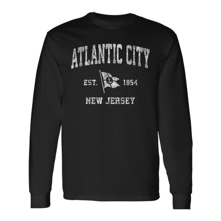 Atlantic City New Jersey Nj Vintage Boat Anchor Flag Long Sleeve T-Shirt T-Shirt