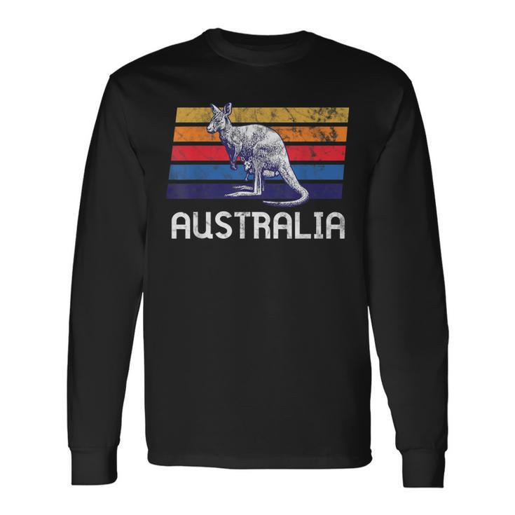 Australia Flag Retro Kangaroo Soccer Marsupial Sydney Long Sleeve T-Shirt