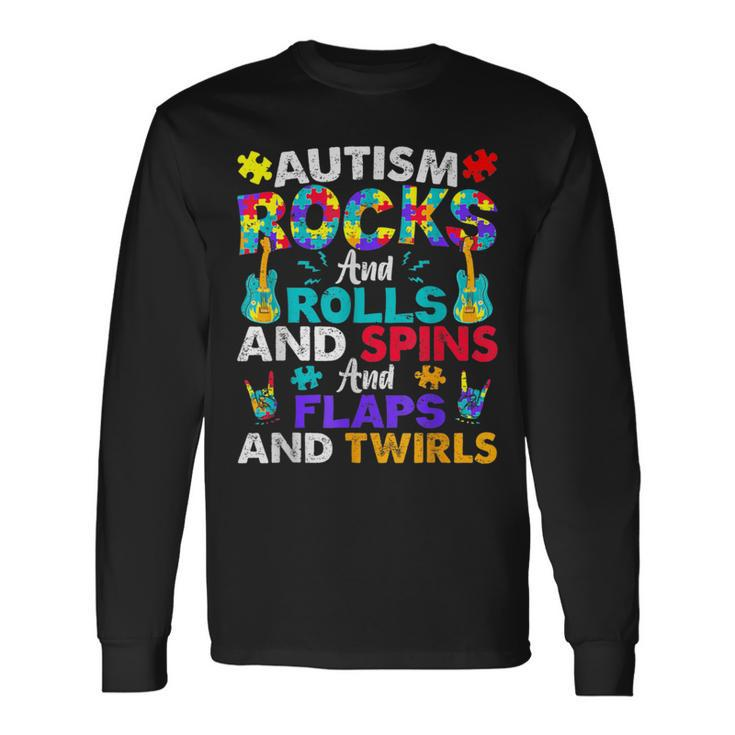 Autism Rocks And Rolls Autism Awareness Month Long Sleeve T-Shirt