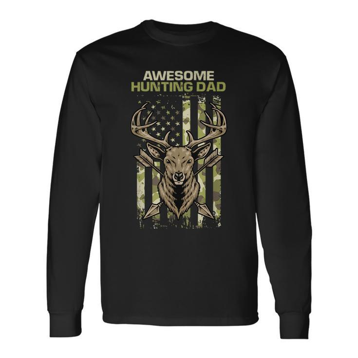 Awesome Hunting Dad Vintage Camouflage American Flag Hunter Hunter Long Sleeve T-Shirt T-Shirt