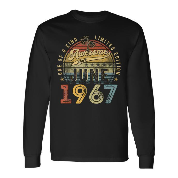 Awesome Since June 1967 Vintage 56Th Birthday Party Retro Long Sleeve T-Shirt