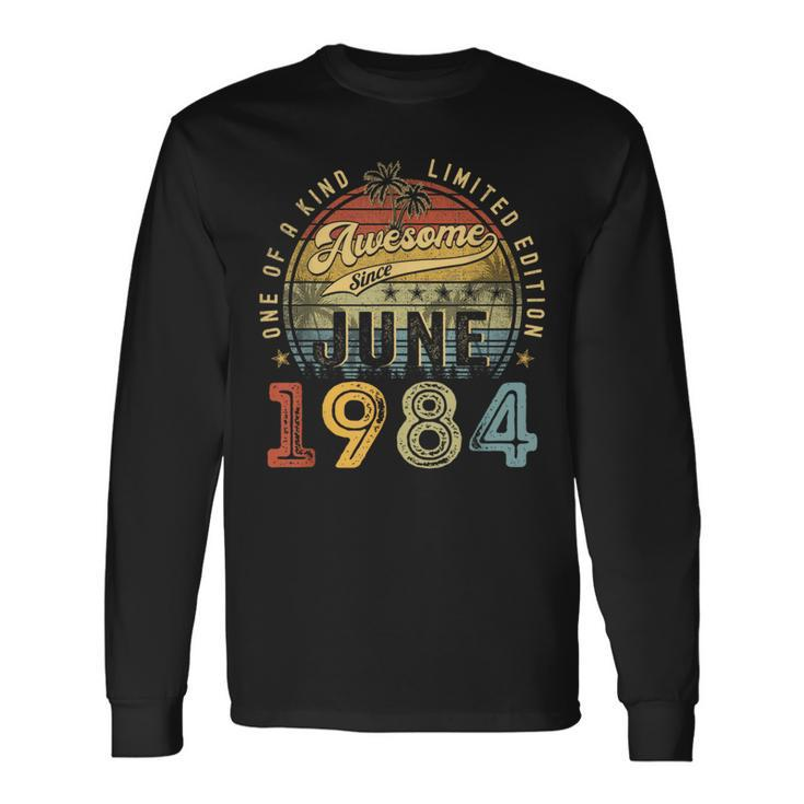 Awesome Since June 1984 Vintage 39Th Birthday Party Retro Long Sleeve T-Shirt