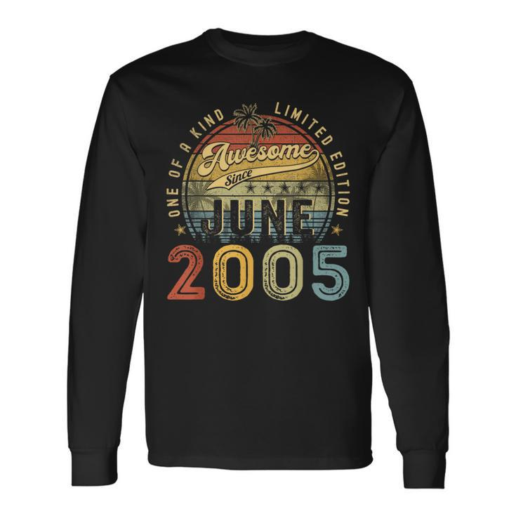 Awesome Since June 2005 Vintage 18Th Birthday Party Retro Long Sleeve T-Shirt