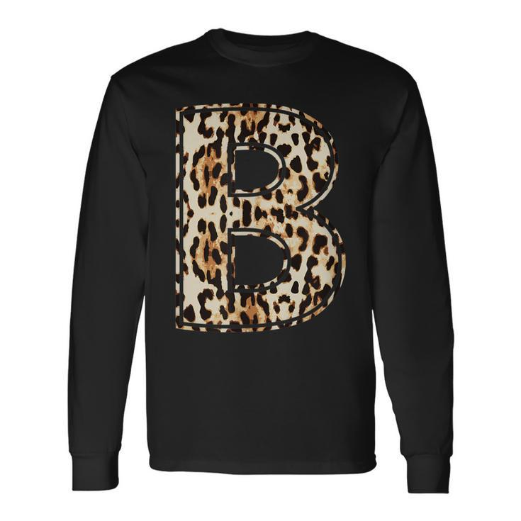 Awesome Letter B Initial Name Leopard Cheetah Print Long Sleeve T-Shirt