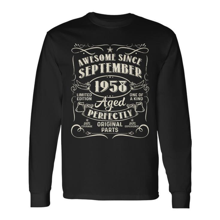 Awesome Since September 1958 65 Years Old 65Th Birthday Long Sleeve T-Shirt