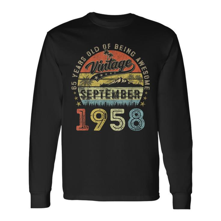 Awesome Since September 1958 Vintage 65Th Birthday Long Sleeve T-Shirt