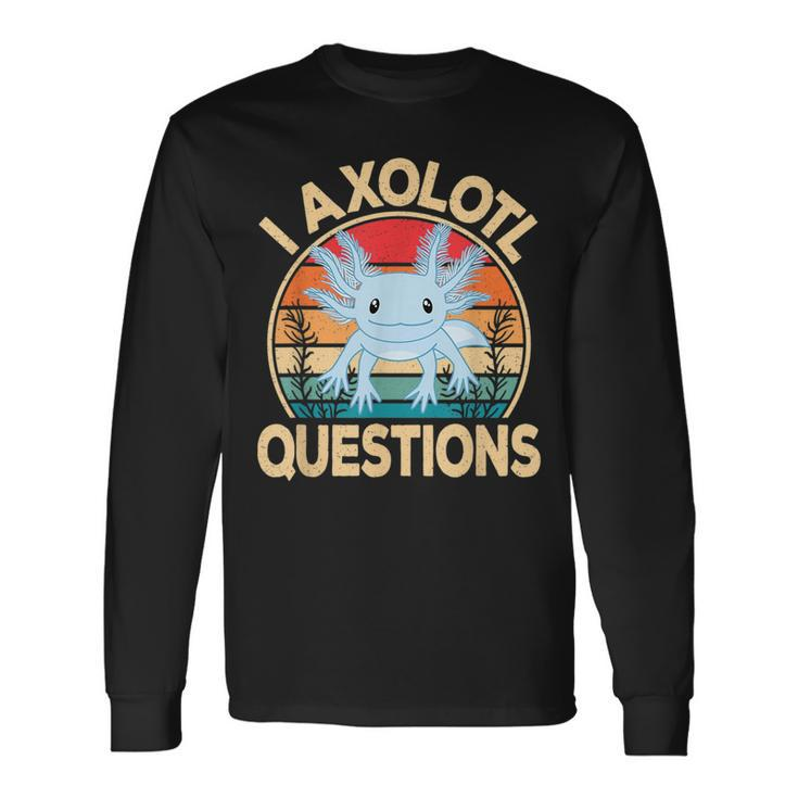 I Axolotl Questions Cute Kawaii Blue Axolotl Retro Long Sleeve T-Shirt T-Shirt