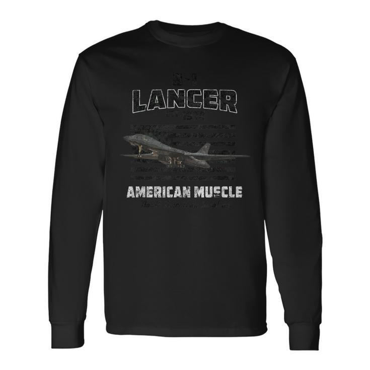 B-1 Lancer Bomber Airplane American Muscle Long Sleeve T-Shirt