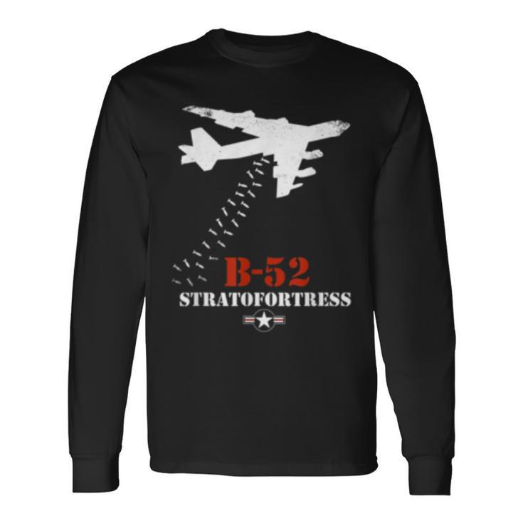 B52 Stratofortress Tech Drawing Cold War Bomber Long Sleeve T-Shirt