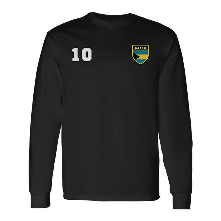 Bahamas Number 10 Soccer Flag Football Long Sleeve T-Shirt T-Shirt