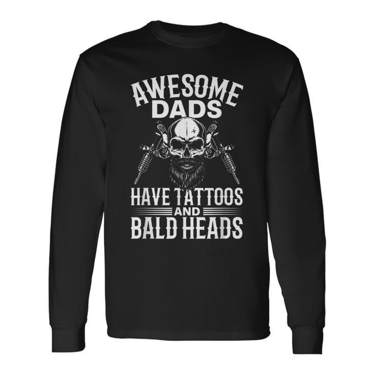 Bald Dad With Tattoos Best Papa Long Sleeve T-Shirt T-Shirt