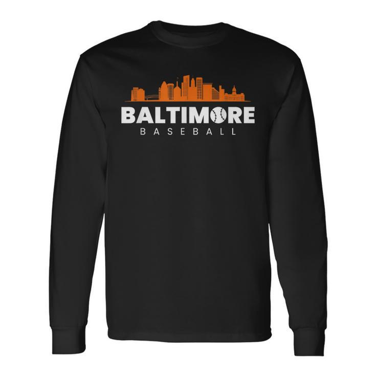 Baltimore Baseball Vintage Minimalist Retro Baseball Lover Long Sleeve T-Shirt