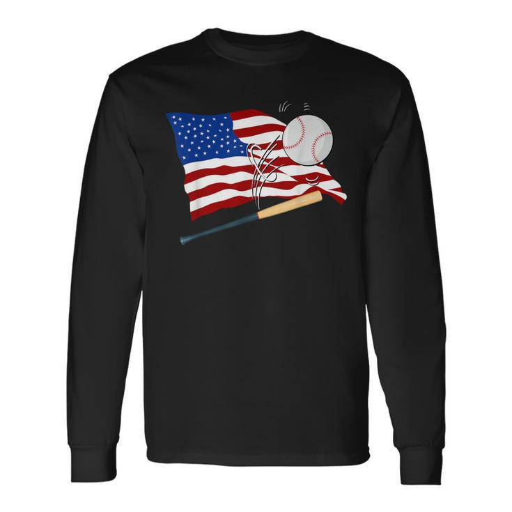Baseball American Flag Baseball Usa Long Sleeve T-Shirt T-Shirt Gifts ideas