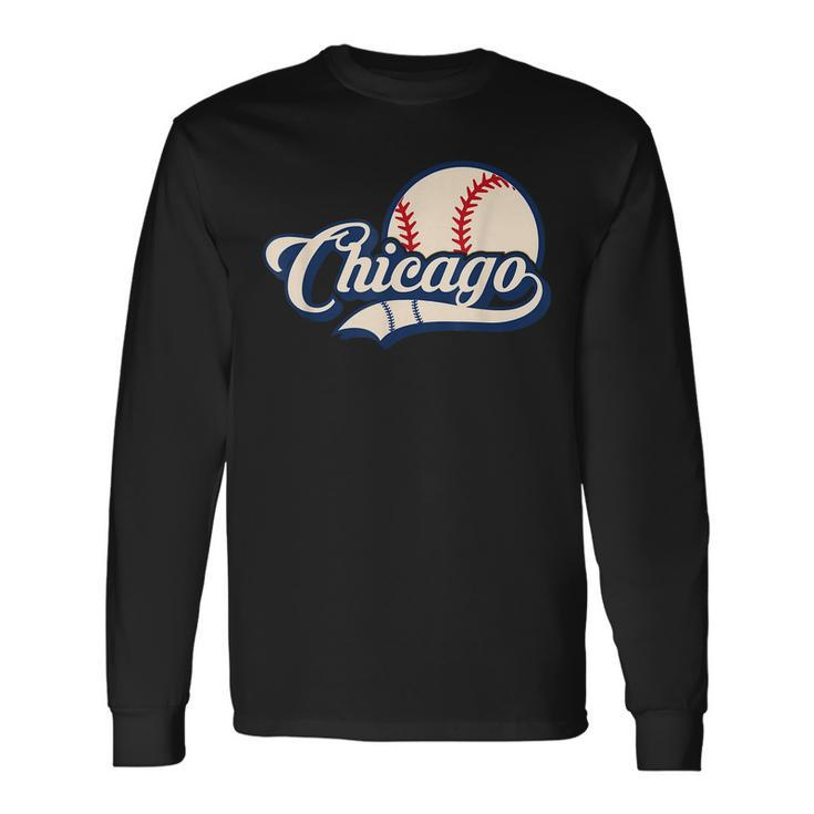 Baseball American Lover Chicago Baseball Long Sleeve T-Shirt