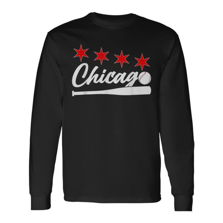 Baseball Chicago Lover Cute Chicago Baseball Bat American Long Sleeve T-Shirt