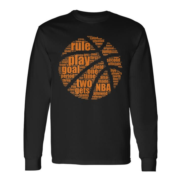 Basketball Motivational Word Cloud B Ball Terms Long Sleeve T-Shirt T-Shirt
