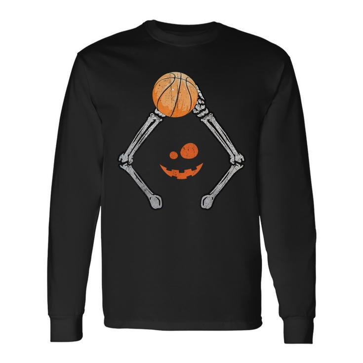 Basketball Skeleton Halloween Boys Basketball Halloween Long Sleeve T-Shirt