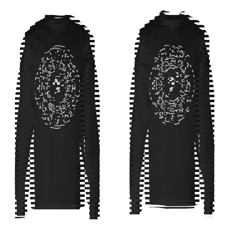 Bass Clef Circle Of Fifths Musician Composer Long Sleeve T-Shirt