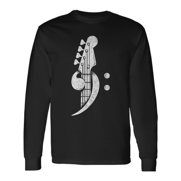 Bass Cleff Headstock Bassist Bass Guitar Musician Music Long Sleeve T-Shirt T-Shirt