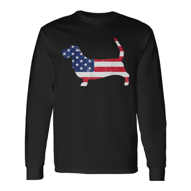 Basset Hound American Flag Usa Patriot Dog Lover Long Sleeve T-Shirt T-Shirt