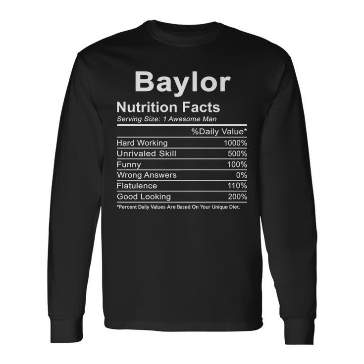 Baylor Name Baylor Nutrition Facts V2 Long Sleeve T-Shirt