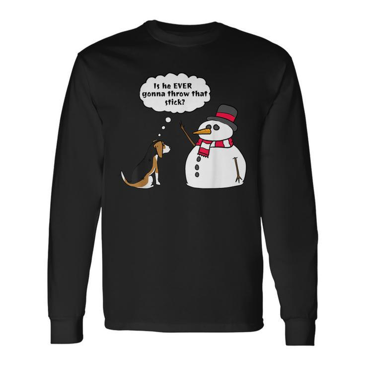 Beagle Snowman Christmas Dog Long Sleeve T-Shirt