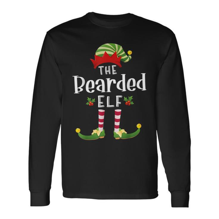 Bearded Christmas Elf Matching Pajama X-Mas Party Long Sleeve T-Shirt