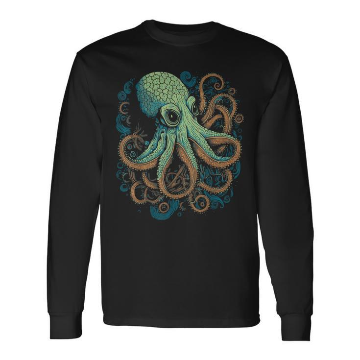 Beautiful Octopus Ocean Animal Lover Artistic Graphic Long Sleeve T-Shirt