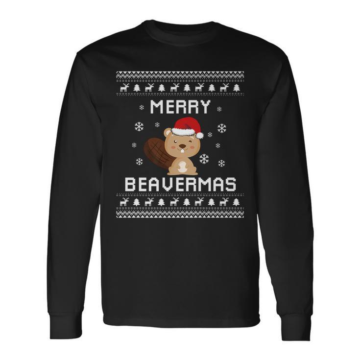 Beaver Lover Christmas Ugly Xmas Beaver Sweater Beaver Long Sleeve T-Shirt