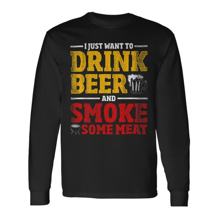 Beer Bbq Chef Beer Smoked Meat Lover Grilling Bbq Long Sleeve T-Shirt