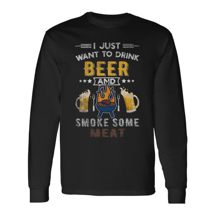 Beer Bbq Chef Beer Smoked Meat Lover Summer Quote Grilling Long Sleeve T-Shirt Gifts ideas
