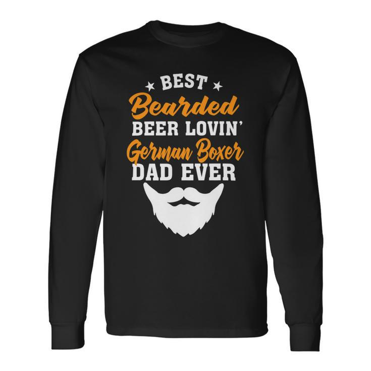 Beer Best Bearded Beer Lovin Rat Terrier Dad Dog Lover Long Sleeve T-Shirt