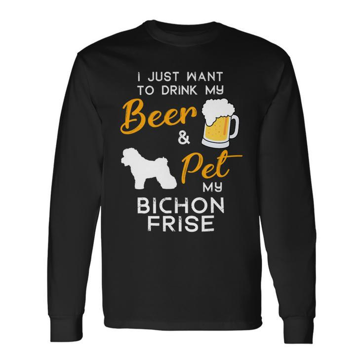 Beer Bichon Frise Dog Beer Lover Owner Christmas Birthday Long Sleeve T-Shirt