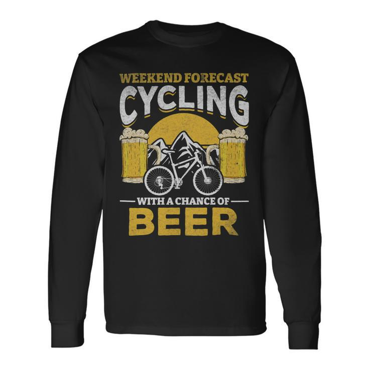 Beer Bicyclist Weekend Forecast Cycling With A Chance Of Beer Long Sleeve T-Shirt