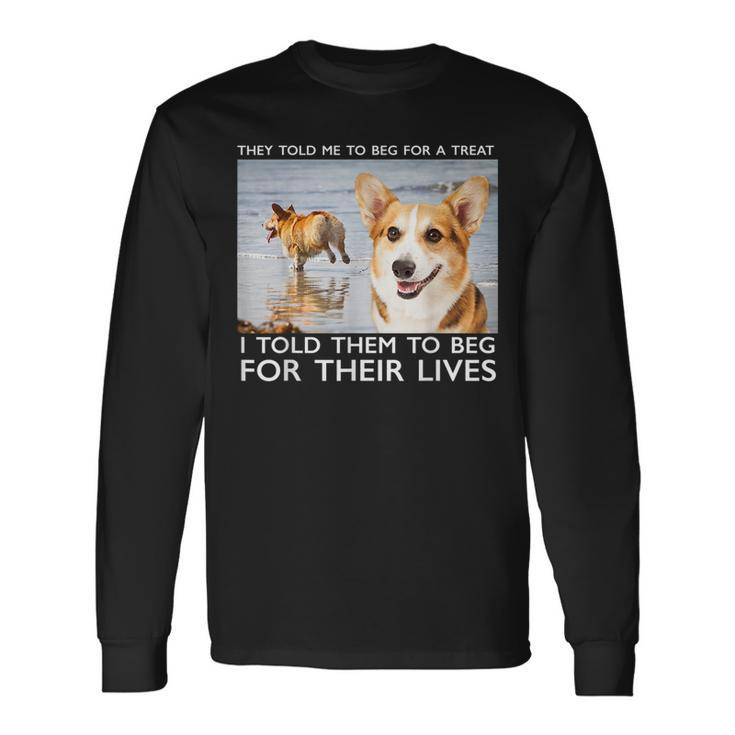 Beg For Their Lives Psycho Corgi Beach Graphic Long Sleeve T-Shirt T-Shirt