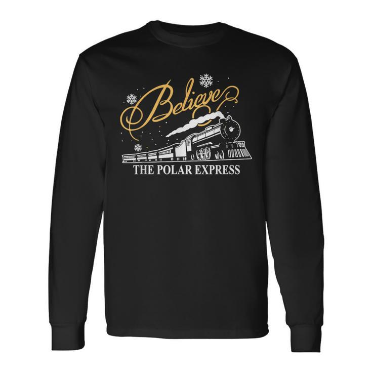 Believe Christmas Retro Polar Express All Abroad Xmas Santa Long Sleeve T-Shirt