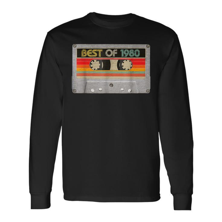 Best Of 1980 43Th Birthday Cassette Tape Vintage Long Sleeve T-Shirt