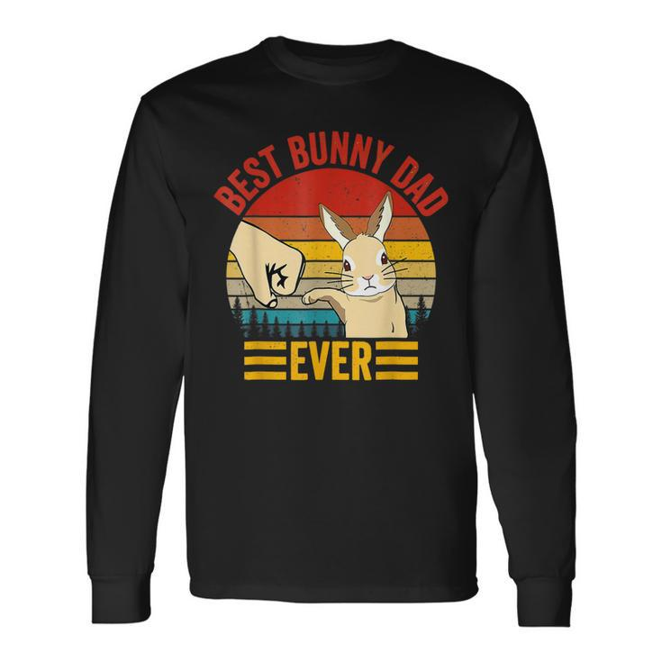 Best Bunny Dad Ever Vintage Rabbit Lover Father Day Long Sleeve T-Shirt T-Shirt