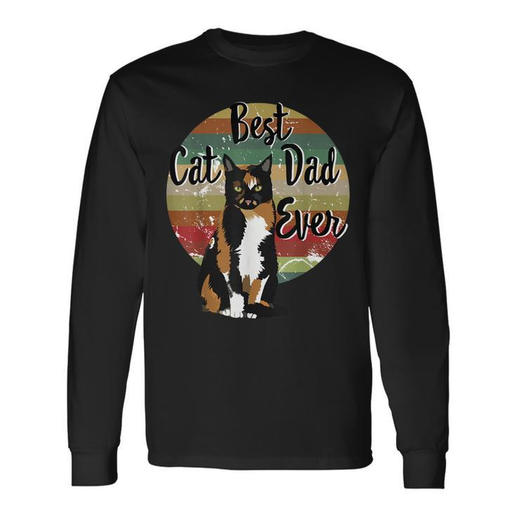 Best Cat Dad Ever Calico Fathers Day Retro Long Sleeve T-Shirt T-Shirt Gifts ideas