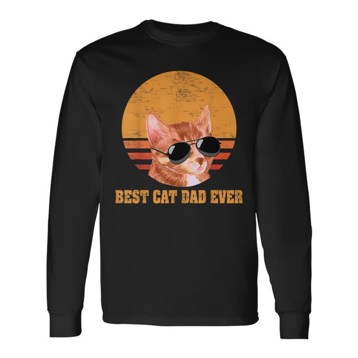 Best Cat Dad Ever Vintage Cat Lover Long Sleeve T-Shirt T-Shirt