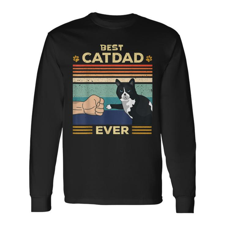 Best Cat Dad Ever Vintage Retro Cat Fathers Day Long Sleeve T-Shirt T-Shirt