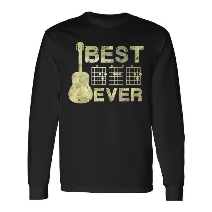 Best Dad Ever Guitar Chords Guitarist Father Fathers Day Long Sleeve T-Shirt