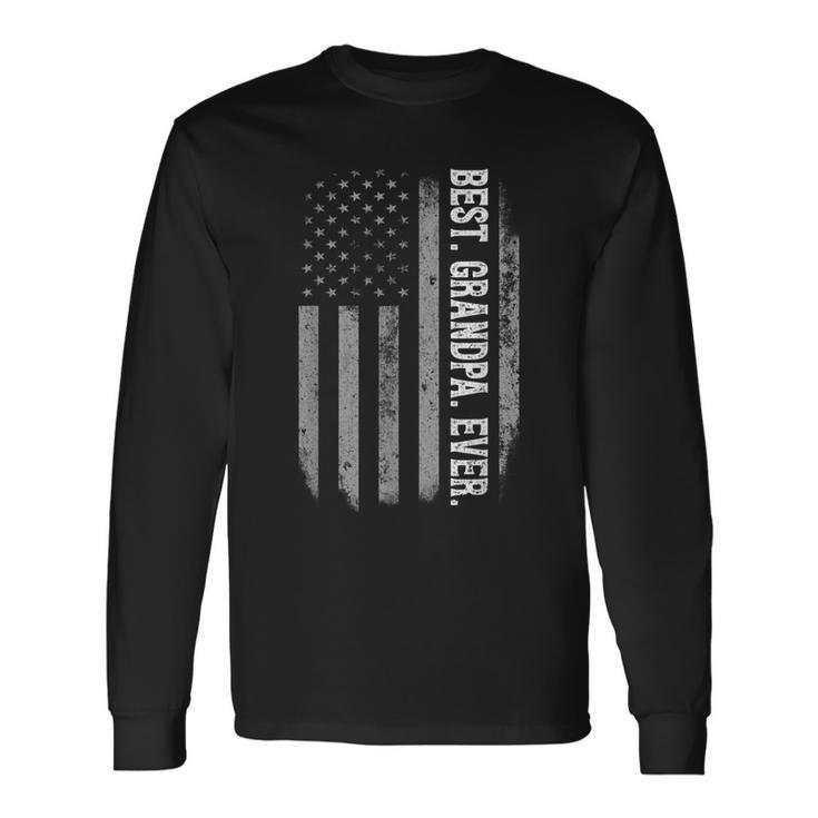 Best Grandpa Ever Vintage American Flag Fathers Day Long Sleeve T-Shirt T-Shirt