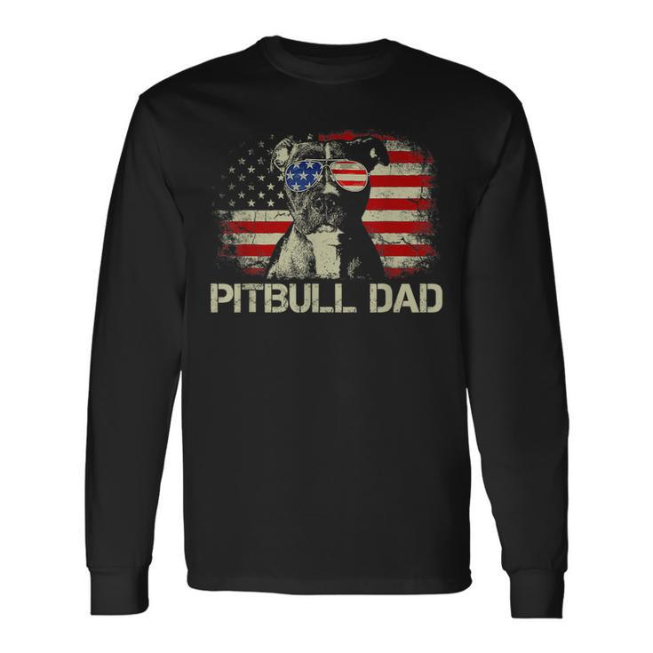Best Pitbull Dad Ever American Flag 4Th Of July For Dad Long Sleeve T-Shirt T-Shirt