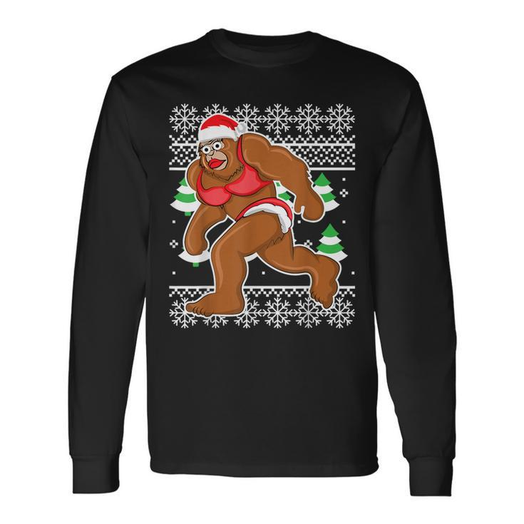 Bigfoot Bikini Ugly Christmas Sweater Long Sleeve T-Shirt