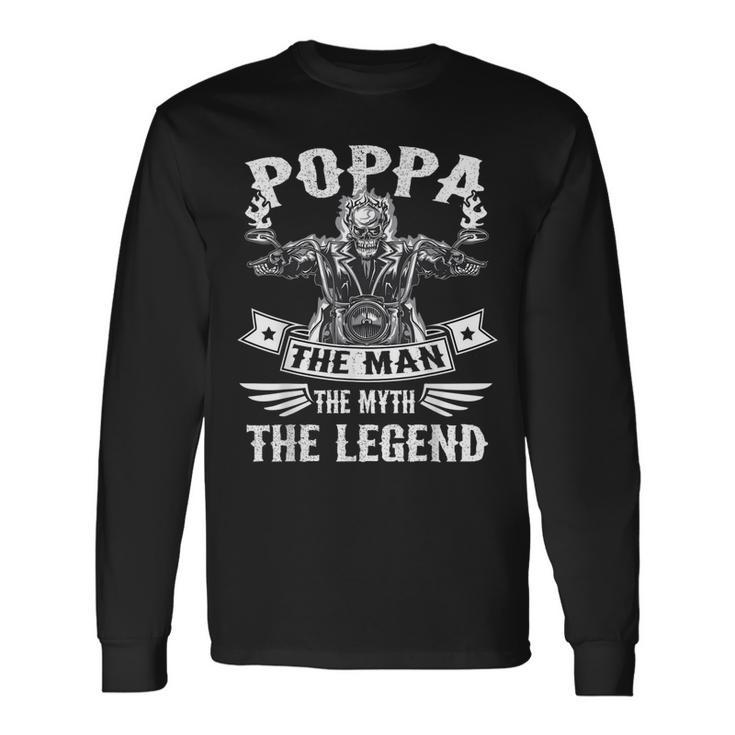 Biker Grandpa Poppa The Man Myth The Legend Motorcycle Long Sleeve T-Shirt T-Shirt