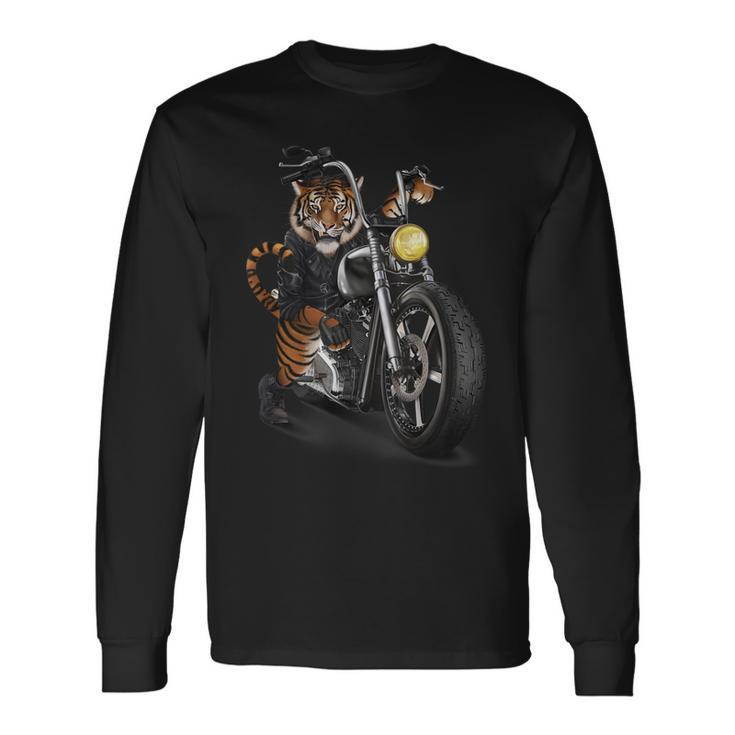 Biker Tiger Riding Chopper Motorcycle Long Sleeve T-Shirt T-Shirt