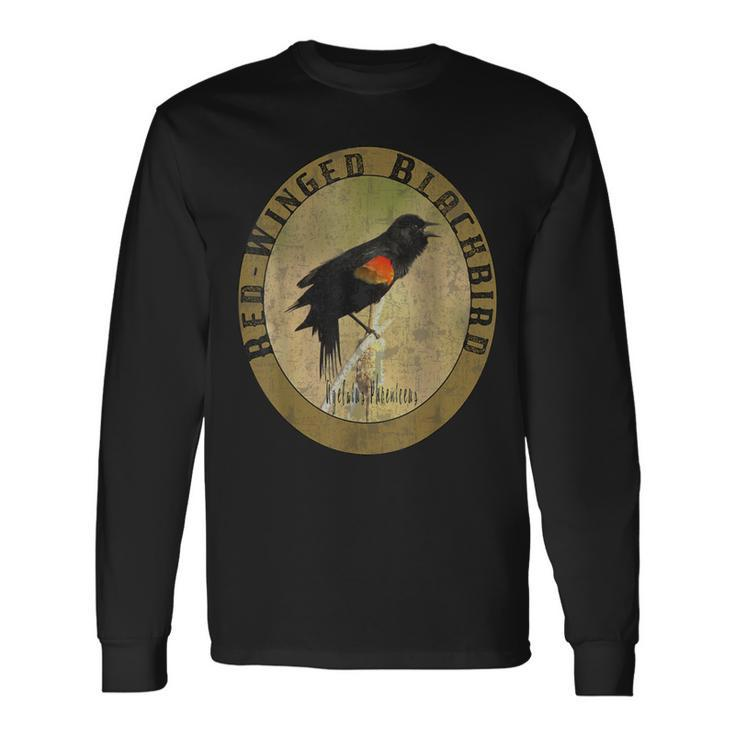Birdwatcher Birder Nature Lover Red Winged Blackbird Long Sleeve T-Shirt Gifts ideas