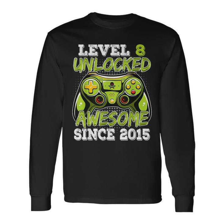 Birthday Boy Video Game Level 8 Unlocked Awesome Since 2015 Long Sleeve T-Shirt T-Shirt