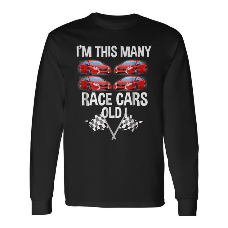 Birthday For Boys 4 Im This Many Race Cars Old Cars Long Sleeve T-Shirt T-Shirt